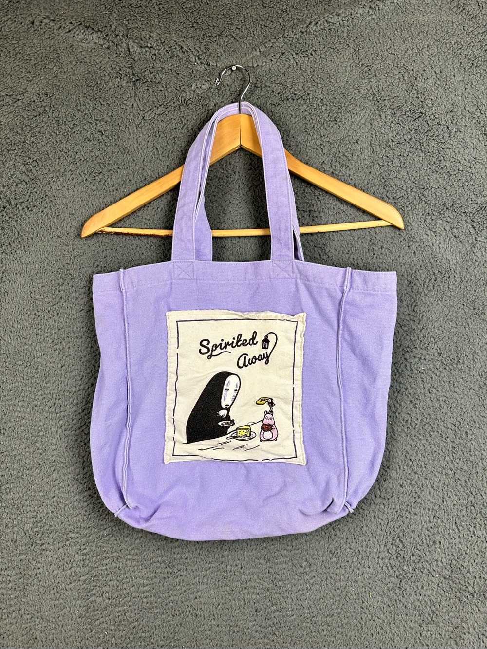 Studio Ghibli Spirited Away No-Face Canvas Tote Bag Purple Anime Graphic Bag